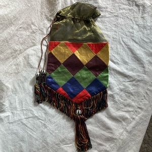 ALDIK | Silk Drawstring Bag Harlequin Diamond Renn Faire Pirate Medieval Purse